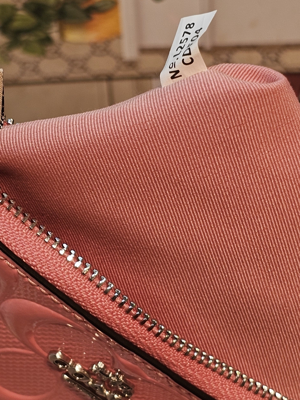 Coach Patent-Embossed in Coral Pink Leather Wristlet - Picture 13 of 13